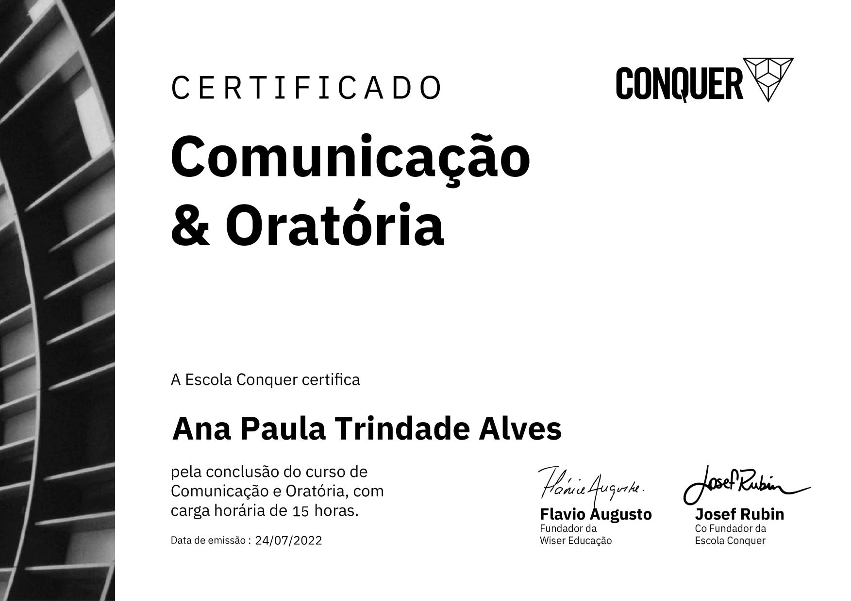 Certificado de Comunicação e Oratória - Destravando a sua comunicação